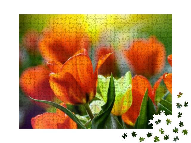 Puzzle 1000 Teile „Bunte blühende Tulpen“