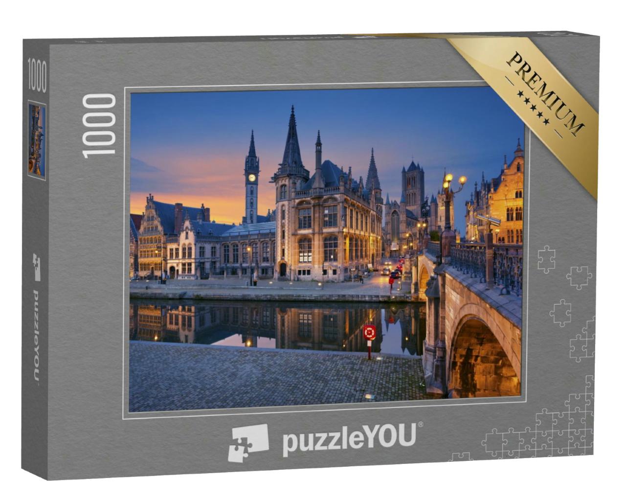 Puzzle 1000 Teile „Abendliche Dämmerung in Gent, Belgien“