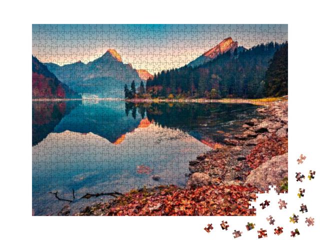 Puzzle 1000 Teile „Herbstlicher Blick auf den Obersee in den Schweizer Alpen“
