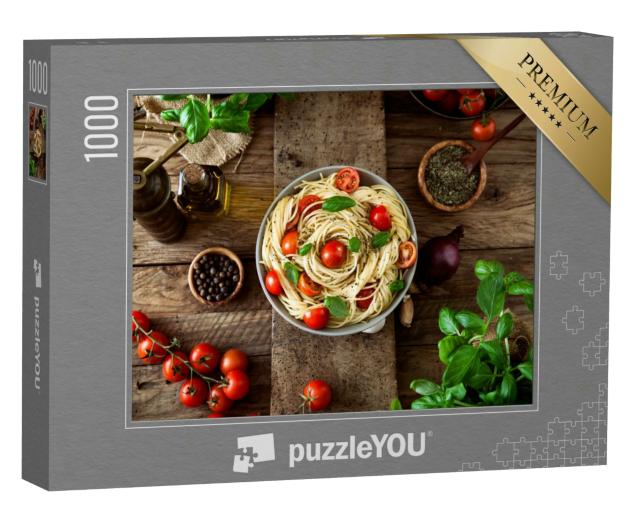 Puzzle 1000 Teile „Frische Pasta mit Olivenöl und Knoblauch“