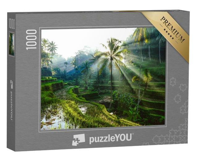 Puzzle 1000 Teile „Sonnenstrahlen über balinesischen Reisterrassen“