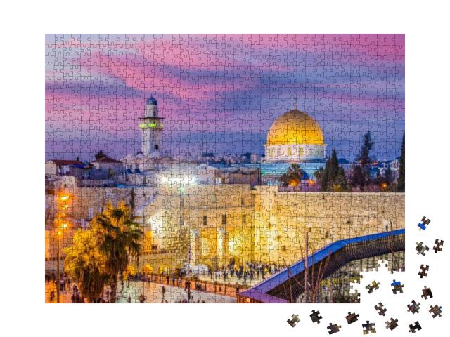 Puzzle 1000 Teile „Altstadt an der Westmauer mit Felsendom, Jerusalem, Israel“