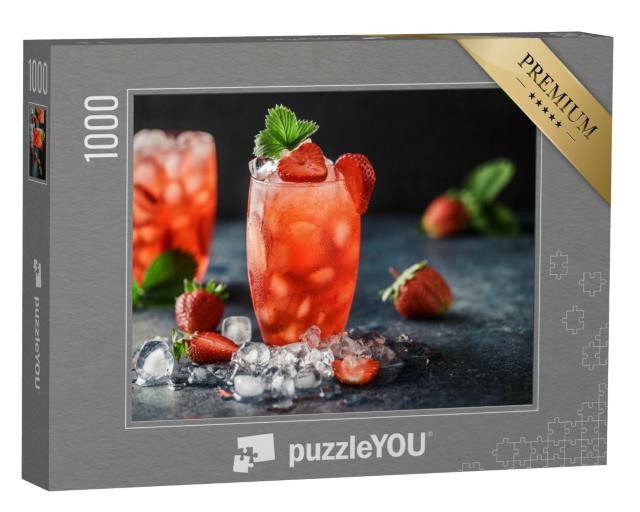 Puzzle 1000 Teile „Frischer Sommercocktail mit Erdbeere und Eiswürfeln“
