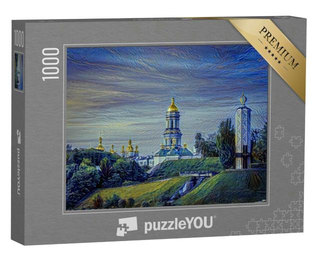 Puzzle 1000 Teile „im Kunst-Stil von van Gogh, Sternennacht - Kloster Kiew - Puzzle-Kollektion Künstler & Gemälde“