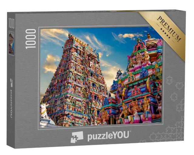 Puzzle 1000 Teile „Bunte Gopura im hinduistischen Kapaleeshwarar-Tempel, Indien“