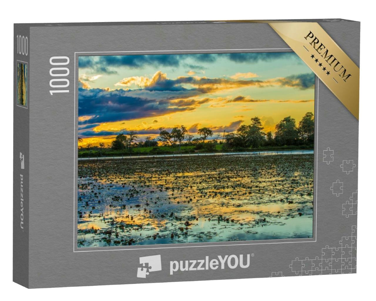 Puzzle 1000 Teile „Farbenfroher Sonnenuntergang über dem Pantanal, Brasilien“