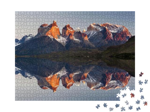 Puzzle 1000 Teile „Majestätische Berglandschaft, National Park Torres del Paine, Chile“