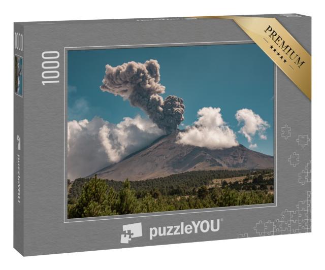 Puzzle 1000 Teile „Vulkan Popocatepetl während einer Explosion“