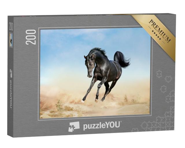 Puzzle 200 Teile „akhal-teke Pferd läuft durch eine Wüste“