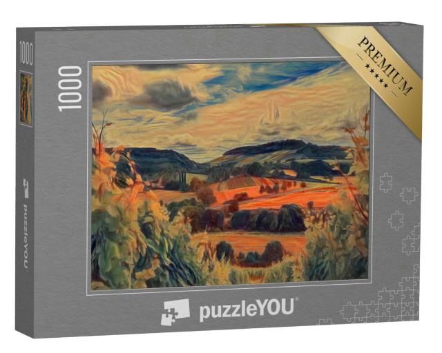 Puzzle 1000 Teile „im Stil von Edvard Munch, Der Schrei - Weinberge bei Heilbronn, Deutschland“