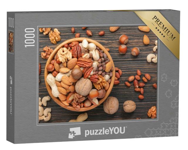 Puzzle 1000 Teile „Sortiment von Nüssen in einer Schale“