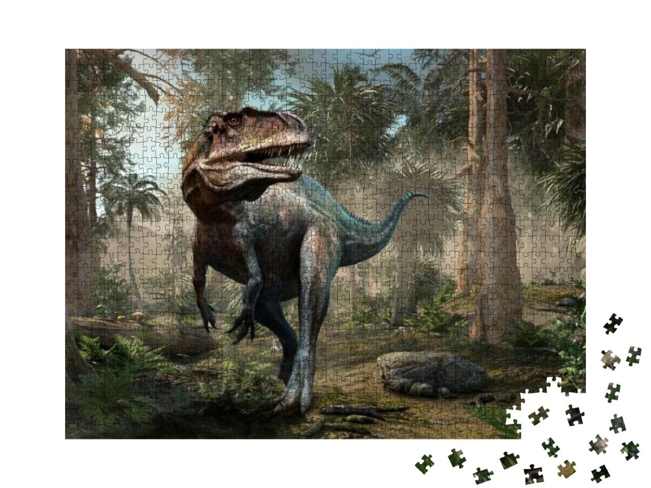 Puzzle 1000 Teile „Acrocanthosaurus Wald-Szene “