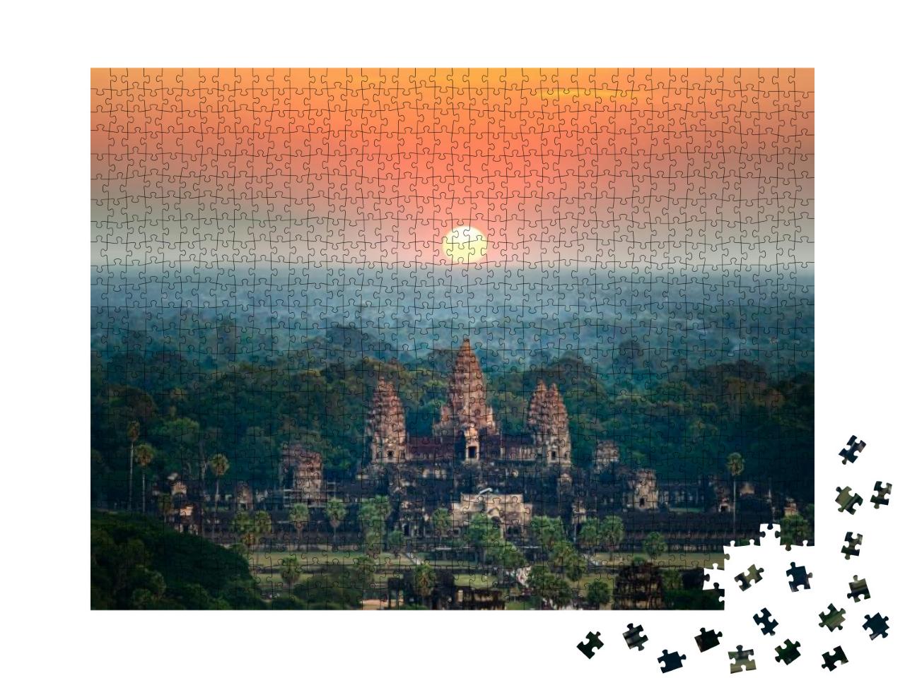 Puzzle 1000 Teile „Angkor Wat bei Sonnenaufgang, Siem Reap, Kambodscha“