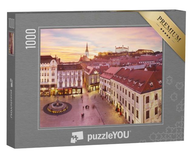 Puzzle 1000 Teile „Panoramablick auf Bratislava im Sonnenuntergang“