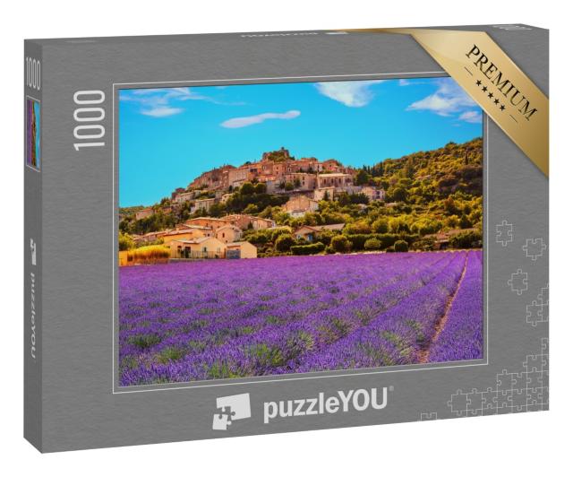 Puzzle 1000 Teile „Simiane la Rotonde: Dorf voller Lavendel, Provence, Frankreich“