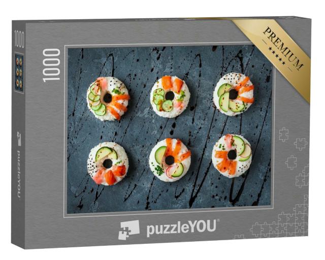 Puzzle 1000 Teile „Sushi-Donuts auf schwarzem Untergrund“