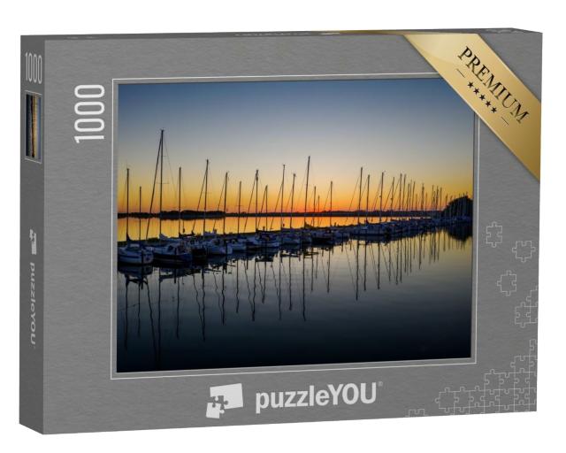 Puzzle 1000 Teile „Abend über dem Hafen von Fehmarn, Deutschland“