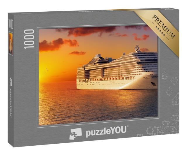 Puzzle 1000 Teile „Kreuzfahrt: bei Sonnenuntergang über den Ozean“