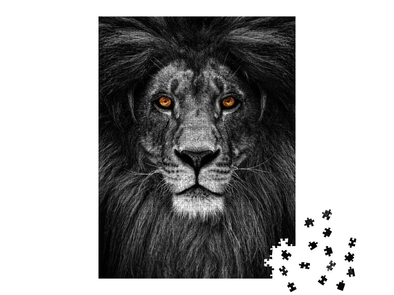 Puzzle 1000 Teile „Porträt eines Löwen mit feurigem Blick“
