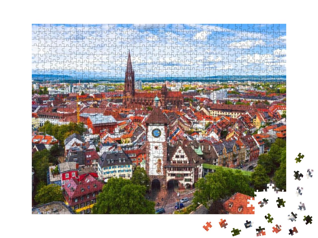 Puzzle 1000 Teile „Blick über Freiburg im Breisgau, Deutschland“