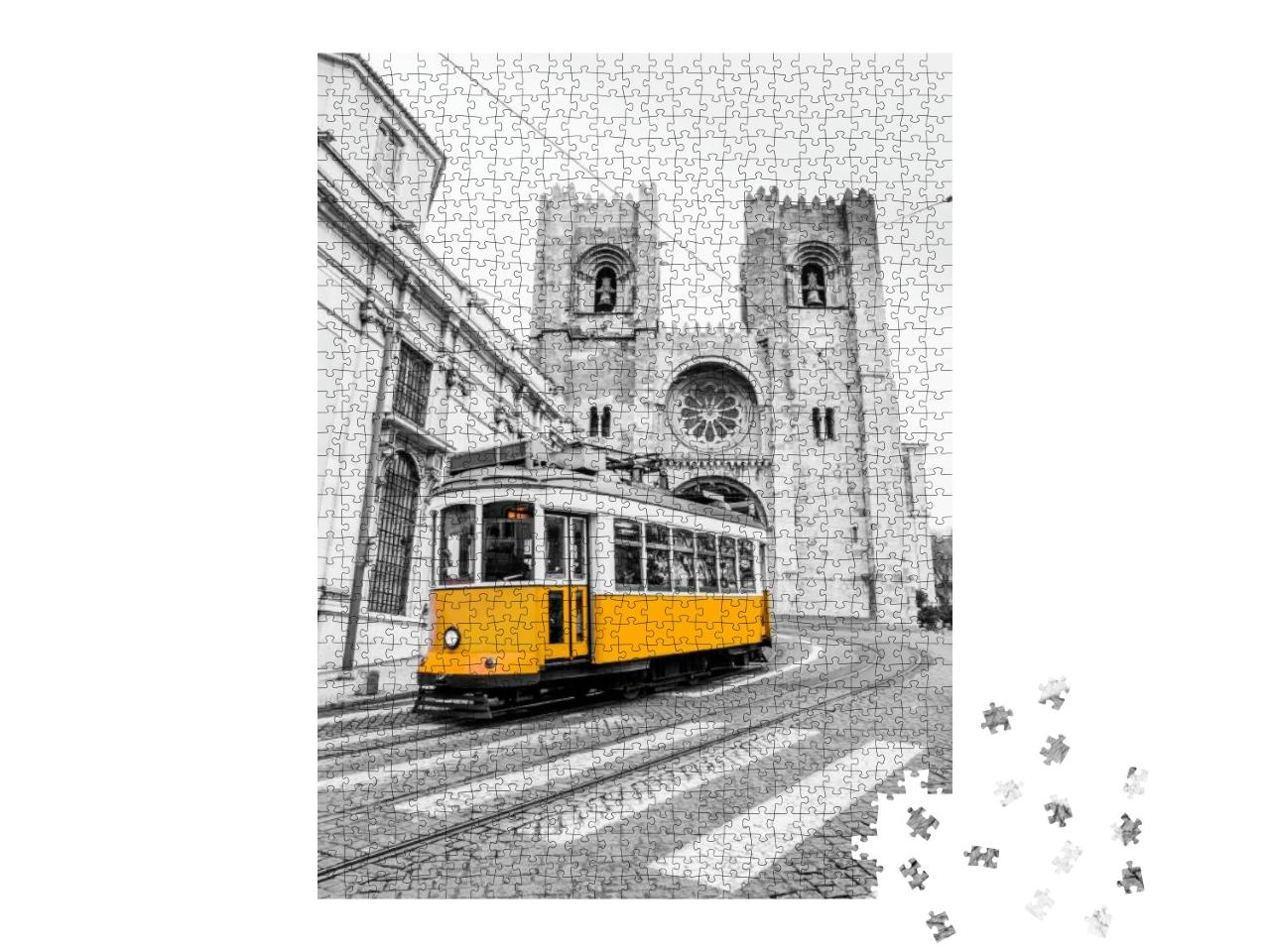 Puzzle 1000 Teile „Gelbe Straßenbahn der Linie 28 in Lissabon, Portugal“