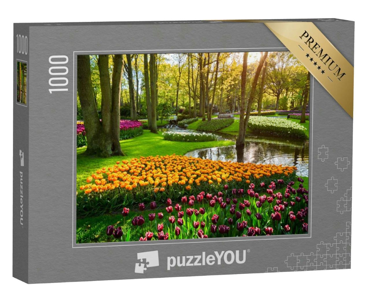 Puzzle 1000 Teile „Tulpenbeet im Keukenhof, Lisse, Niederlande“