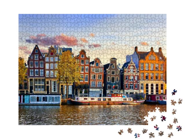 Puzzle 1000 Teile „Tanzende Häuser von Amsterdam, Niederlande“