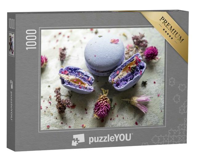 Puzzle 1000 Teile „Lila Macarons mit Wildblumen“