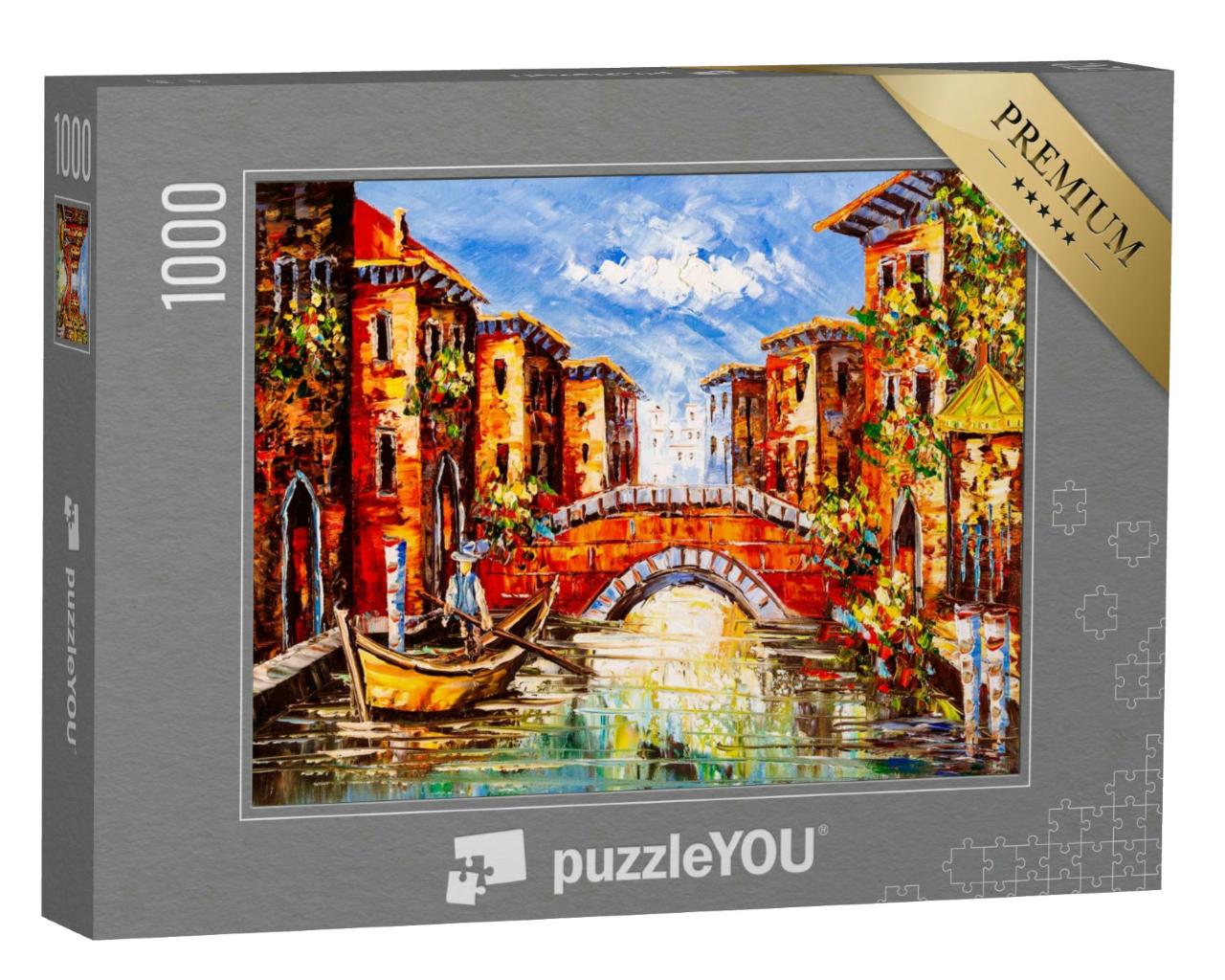 Puzzle 1000 Teile „Ölgemälde: Gondelfahrt durch Venedig“