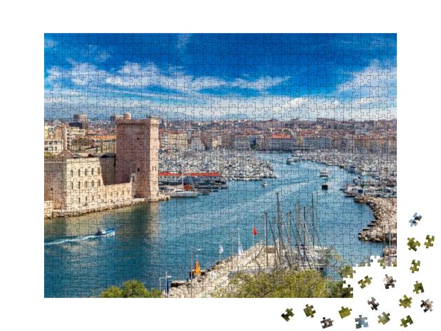 Puzzle 1000 Teile „Schloss Saint Jean und Kathedrale de la Major, Marseille, Frankreich“