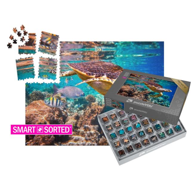 SMART SORTED® Puzzle 1000 Teile „Echte Karettschildkröte im Korallenriff“