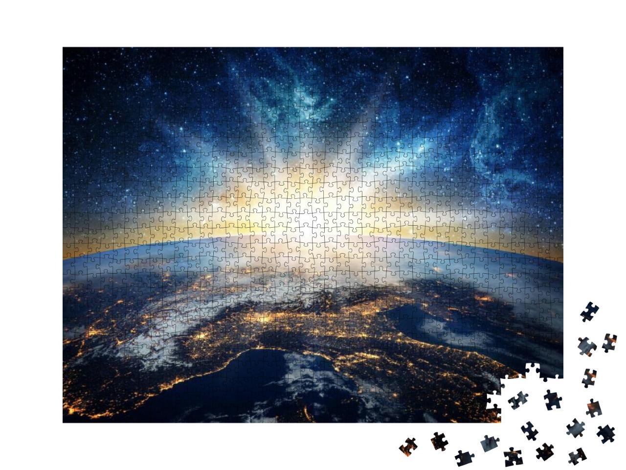 Puzzle 1000 Teile „Erde und Galaxie, Elemente wurden von der NASA zur Verfügung gestellt“