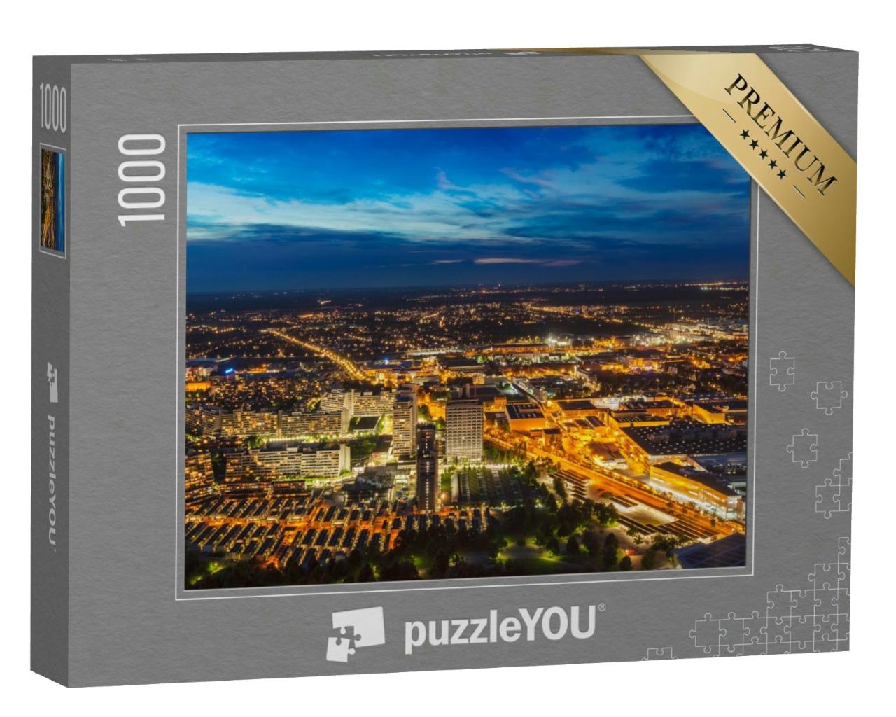 Puzzle 1000 Teile „Nächtlicher Blick vom Olympiaturm auf München, Deutschland“