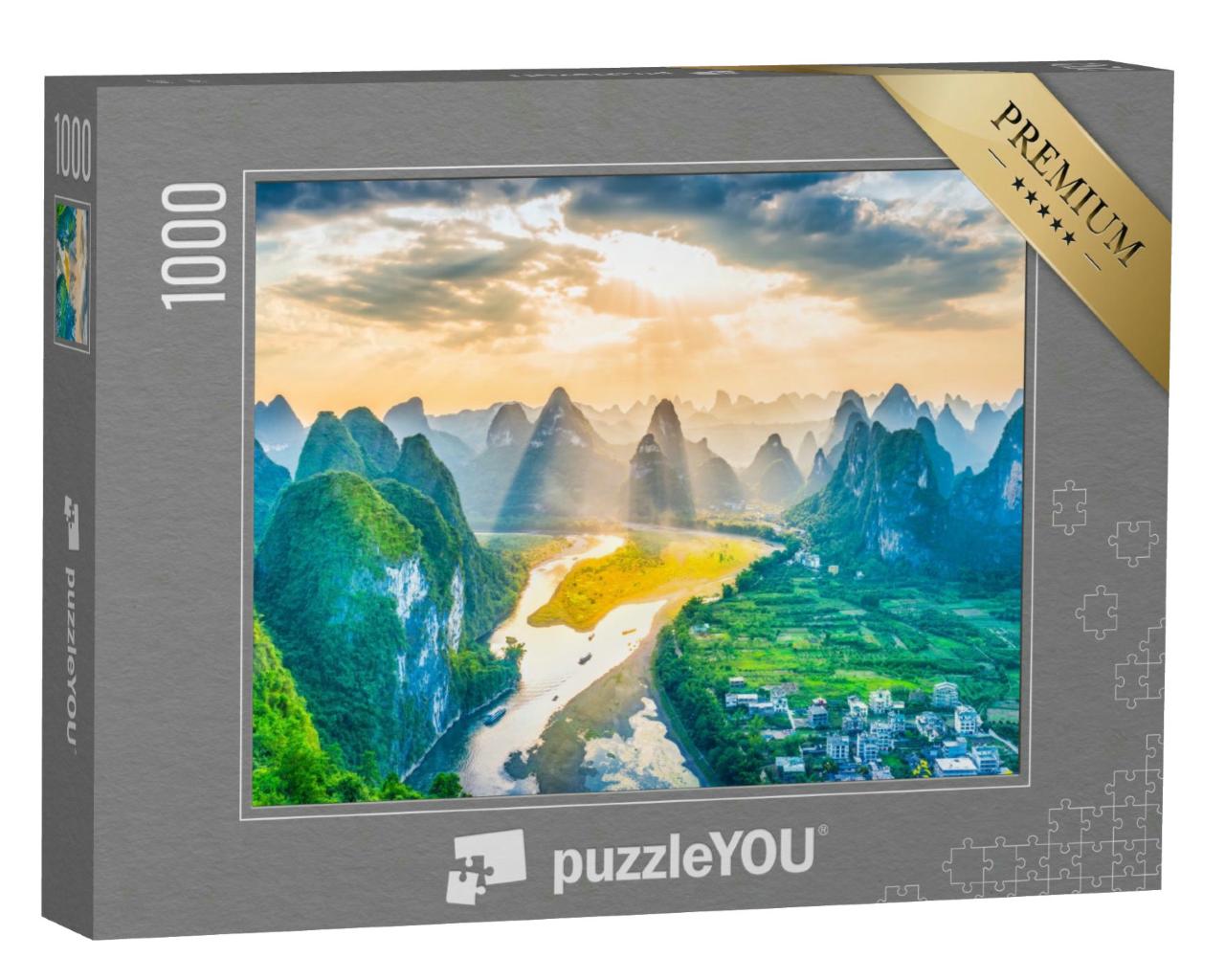 Puzzle 1000 Teile „Li-Fluss und Karstgebirge in Guilin, China“