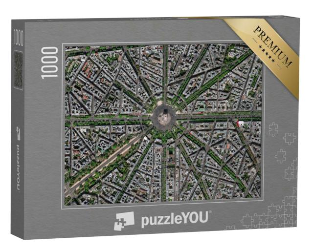 Puzzle 1000 Teile „Spektakuläre Luftaufnahme von Paris mit Arc de Triomphe“