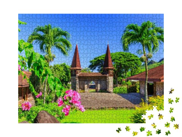 Puzzle 1000 Teile „Marquesas-Inseln, Nuku Hiva, Kathedrale Notre Dame, Französisch-Polynesien“