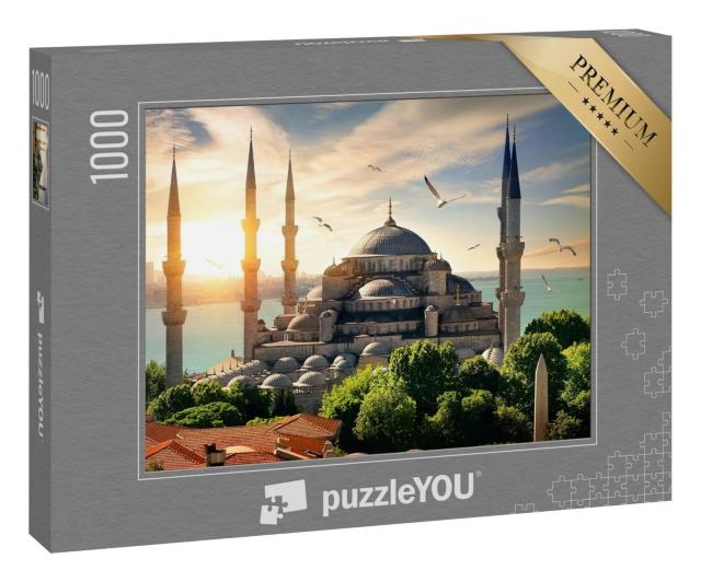Puzzle 1000 Teile „Möwen über der Blauen Moschee und dem Bosporus in Istanbul“