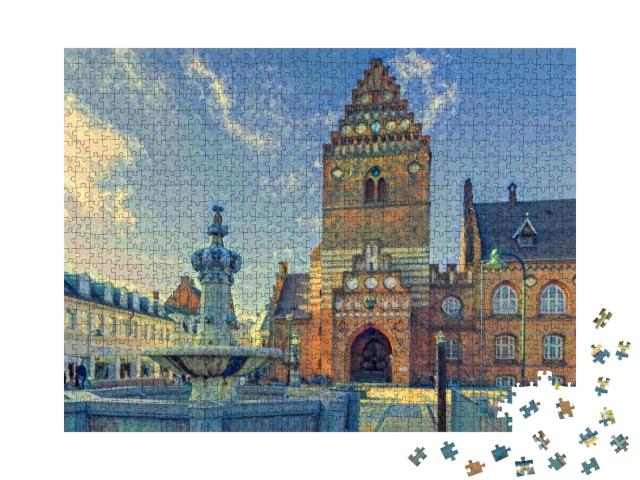 Puzzle 1000 Teile „im Stil von Paul-Cezanne - Rathaus in Roskilde - Puzzle-Kollektion Künstler & Gemälde“
