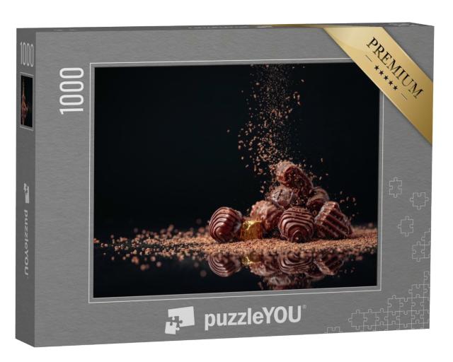 Puzzle 1000 Teile „Schokoladenbonbons, bestreut mit Schokoladensplittern“