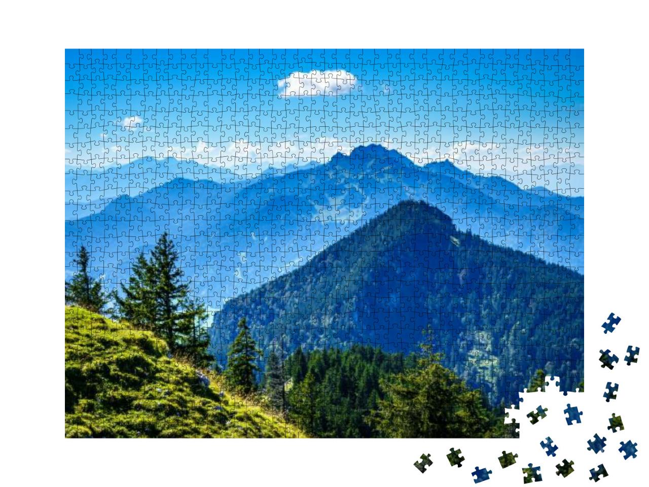 Puzzle 1000 Teile „Blick vom Fockenstein in der Nähe des Tegernsees, Deutschland“