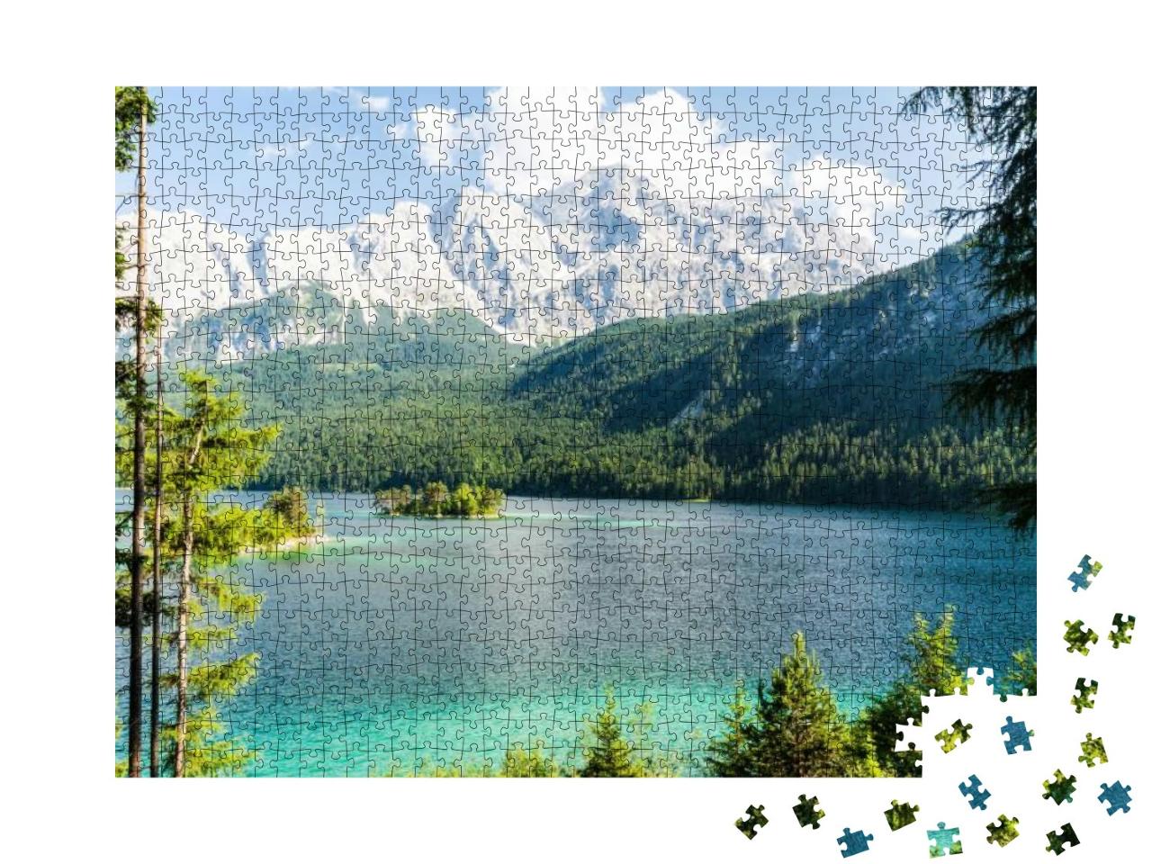 Puzzle 1000 Teile „Eibsee vor den Alpen“