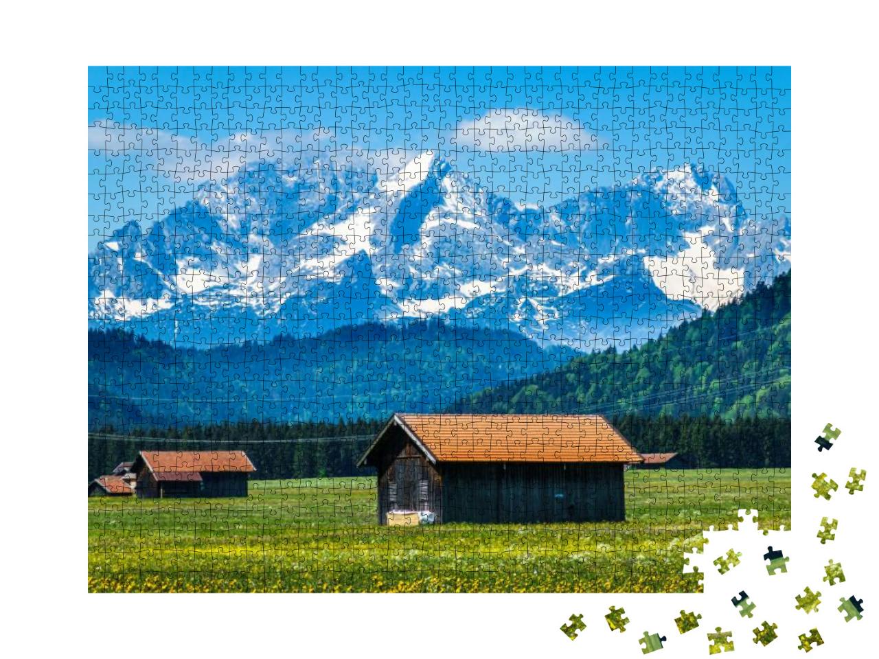 Puzzle 1000 Teile „Landschaft am Wettersteingebirge“