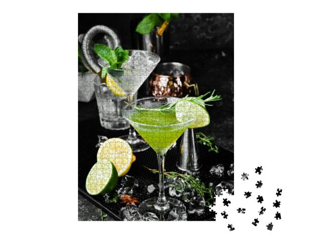 Puzzle 1000 Teile „Erfrischender Cocktail mit Limette und Rosmarin“