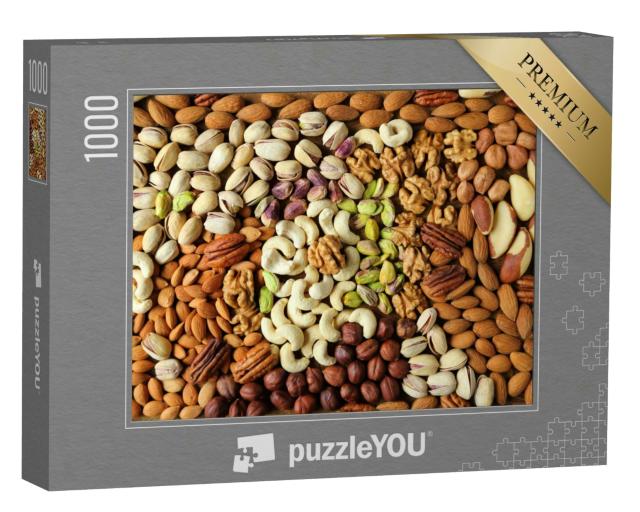 Puzzle 1000 Teile „Hintergrund aus verschiedenen Nussarten“