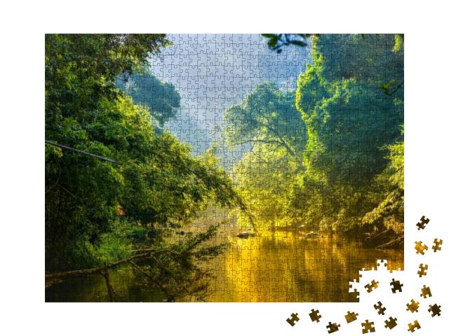 Puzzle 1000 Teile „Tropischer Wald mit Dschungel und Fluss“