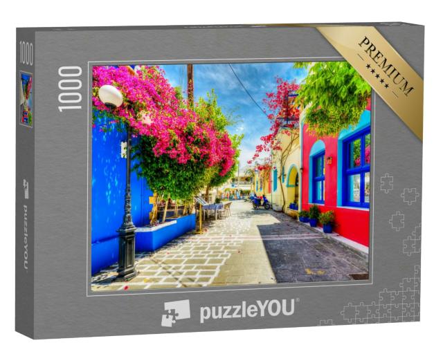 Puzzle 1000 Teile „Bunte Straße auf Kos, Griechenland“