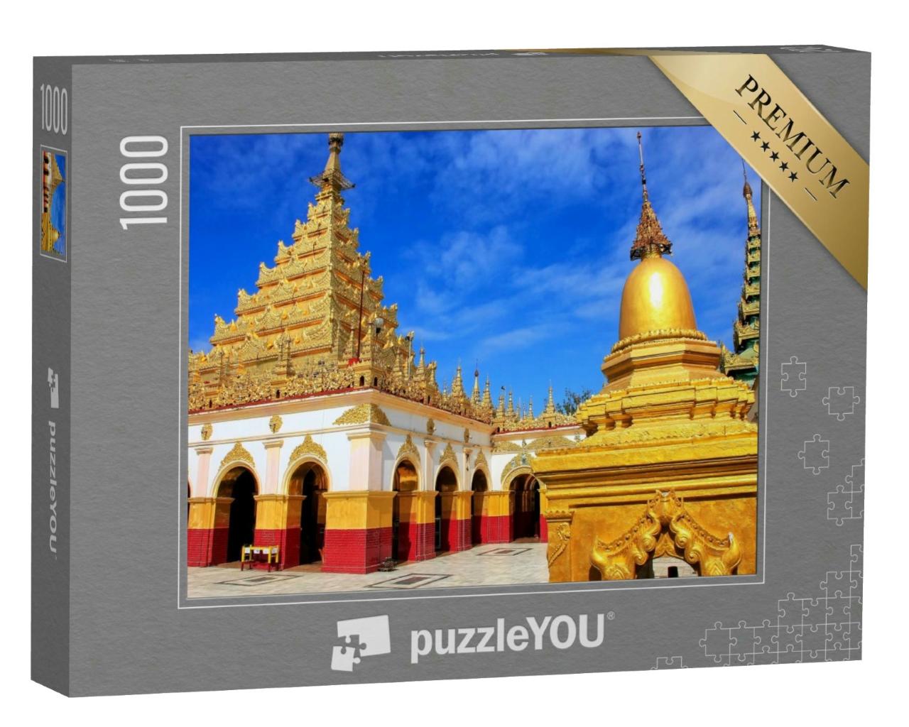 Puzzle 1000 Teile „Golden glänzende Mahamuni-Pagode in Mandalay, Myanmar“