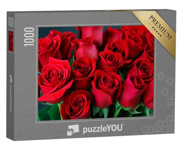 Puzzle 1000 Teile „Ein Strauß von roten Rosen“