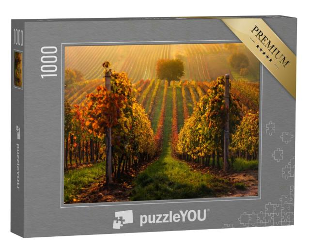 Puzzle 1000 Teile „Herbst in den mährischen Weinbergen bei Velke Bilovice in der Tschechischen Republik“