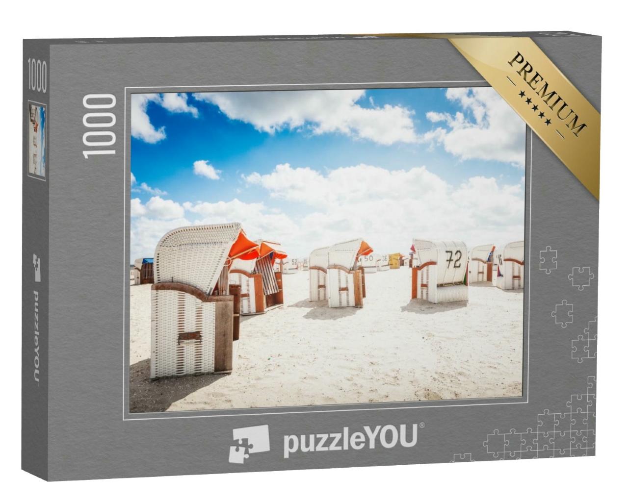 Puzzle 1000 Teile „Strandkörbe am Sandstrand, Nordseeküste“